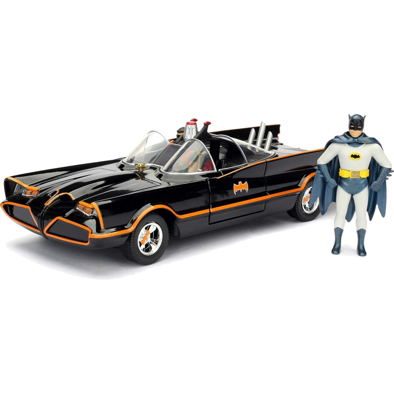 1966 Classic TV Batmobile Die-Cast Car with Batman Robin Figures Collectible