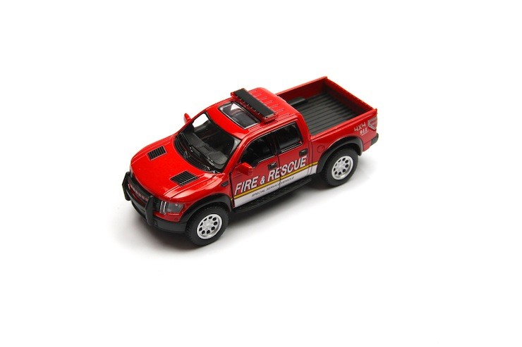 5″ Kinsmart 2013 Ford F-150 SVT Raptor SuperCrew Fire Rescue Diecast Model 1:46