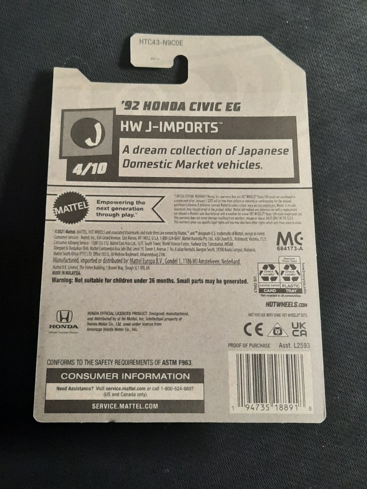 2024 Hot Wheels 92 Honda Civic EG