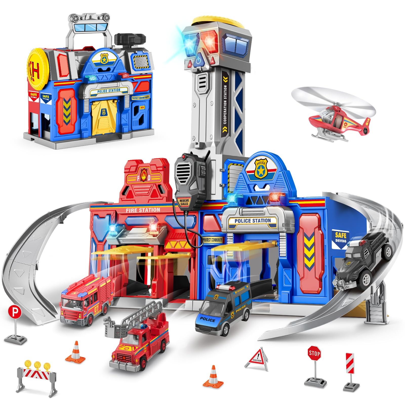 Boys Toys for 3 4 5 6 Years Old,Large City Action Playset Kit with Lights Sou…