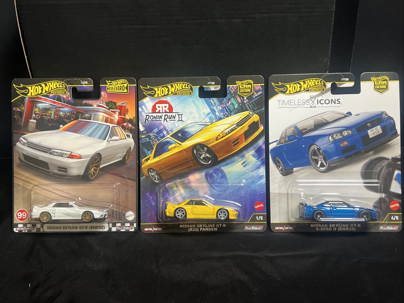Hot Wheels Premium Nissan Skyline Gt-R Lot (3) Ronin Run 2 Boulevard Icons