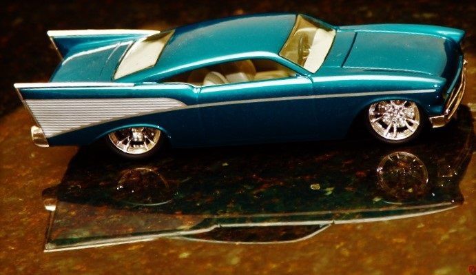 57 Chevy Classic Custom Concept Hot Rod Race55Promo Car Carousel BLU 124 118 112