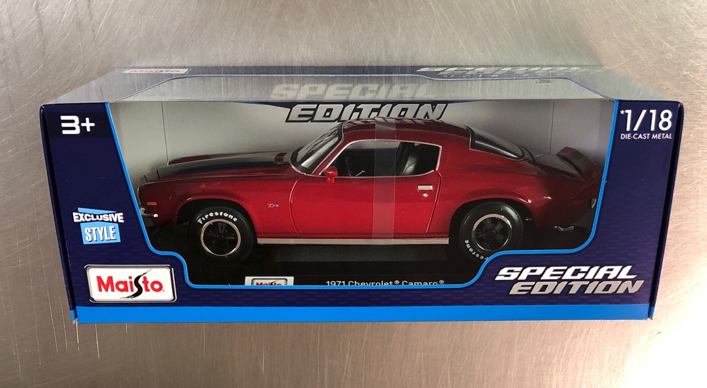 MAISTO SPECIAL EDITION 1971 CHEVY CAMARO EXCLUSIVE STYLE 1/18 SCALE RED PAINT