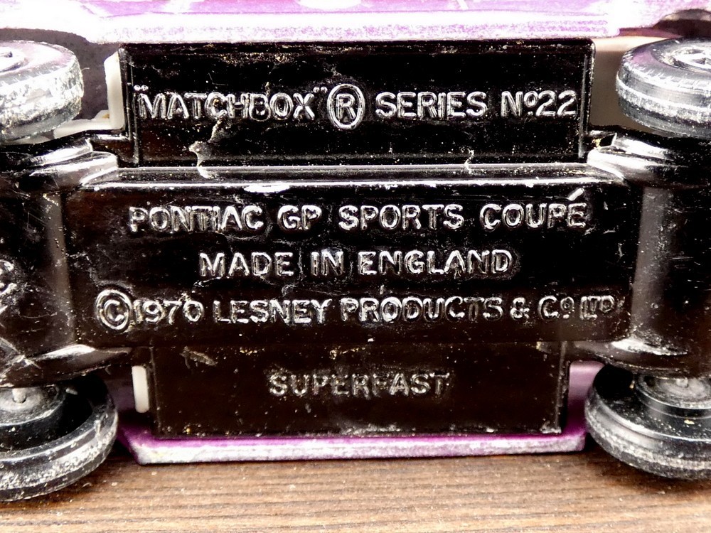 Matchbox Lesney Superfast #22 Light Purple Pontiac GP Sports Coupe