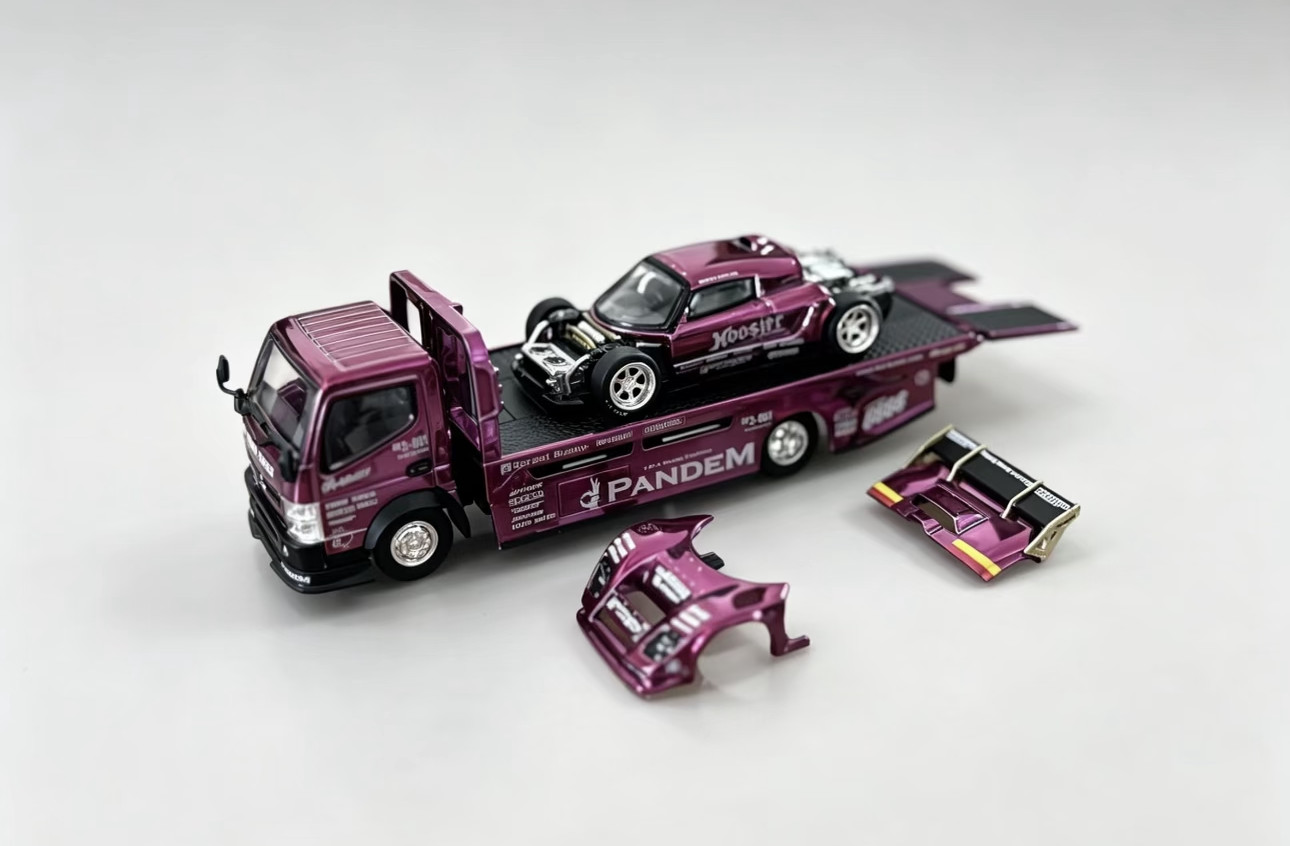 Pop Race 1:64 Pandem Lotus Elise Pandem Truck Box Set Purple Chrome HEC 2026
