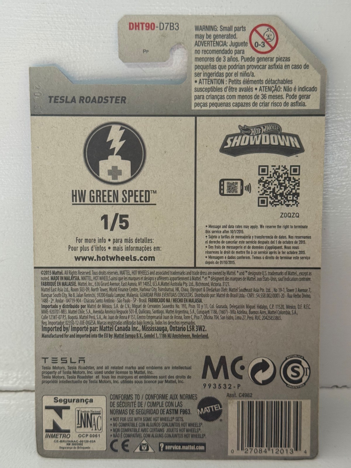 2016 HOT WHEELS SUPER TREASURE HUNT 1/5 HW GREEN SPEED TESLA ROADSTER 1:64