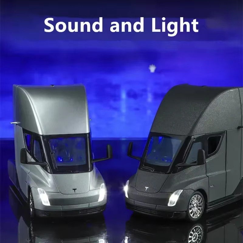 1:24 Tesla Semi Truck Diecast Model with Sound and Light – Gift for Boys