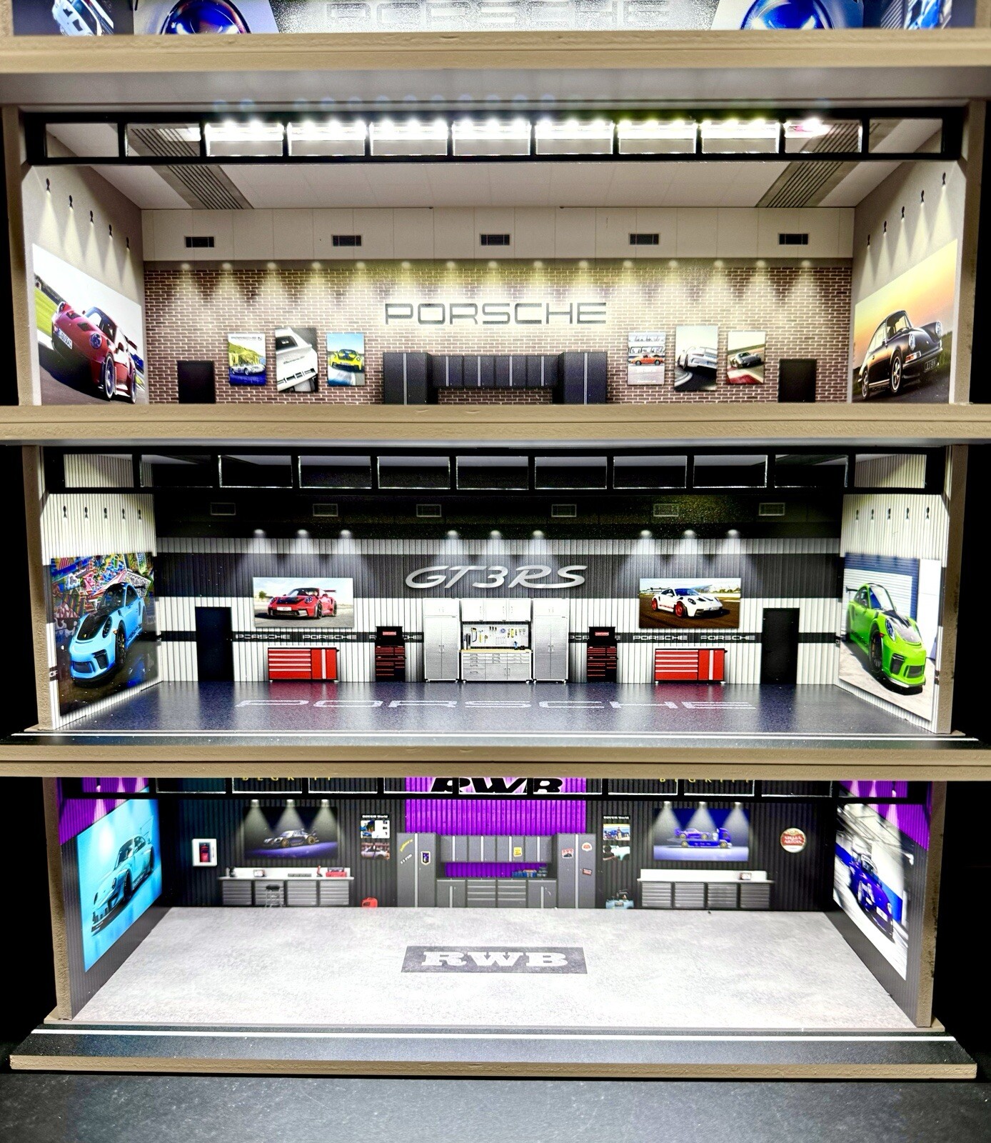 The Ultimate Porsche Diorama! For Hot Wheels 1:64 Models LED Lighting 5 LEVELS!