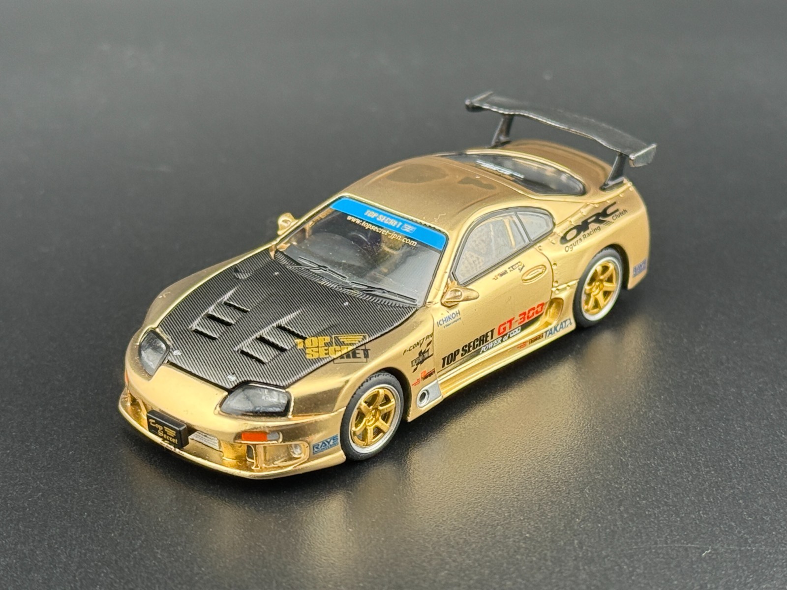 Pop Race Top Secret GT300 Supra Gold with Carbon Hood PR640277 1/64
