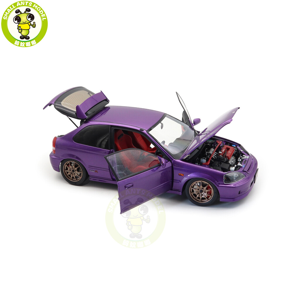 1/18 MOTORHELIX Honda CIVIC Type R EK9-120 Purple MF10 Wheels Diecast Model Car