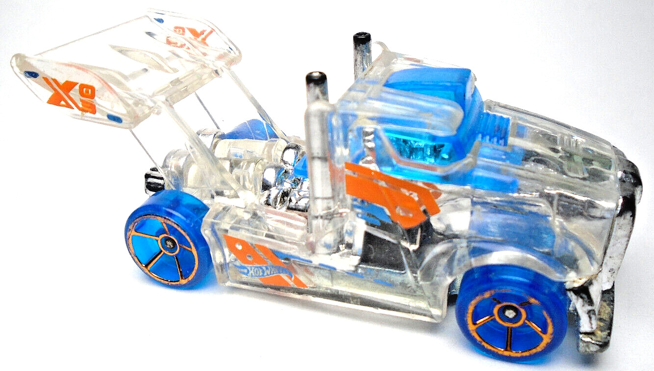 2017 HOT WHEELS X-RAYCERS RIG STORM CLEAR 2 3/4″ DIECAST SEMI CAB W BLUE ORANGE