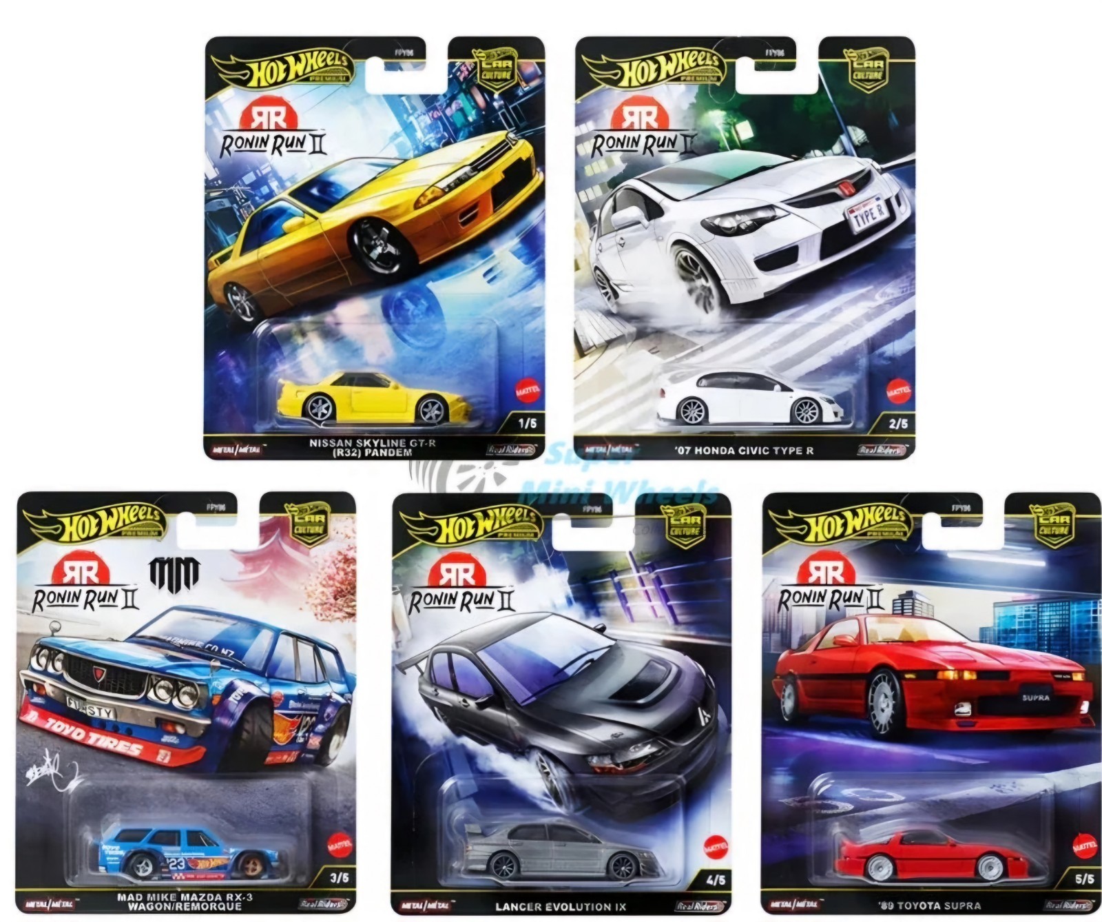 1/64 Hot Wheels 2025 Car Culture Ronin Run II Set of 5 Cars FPY86-961M