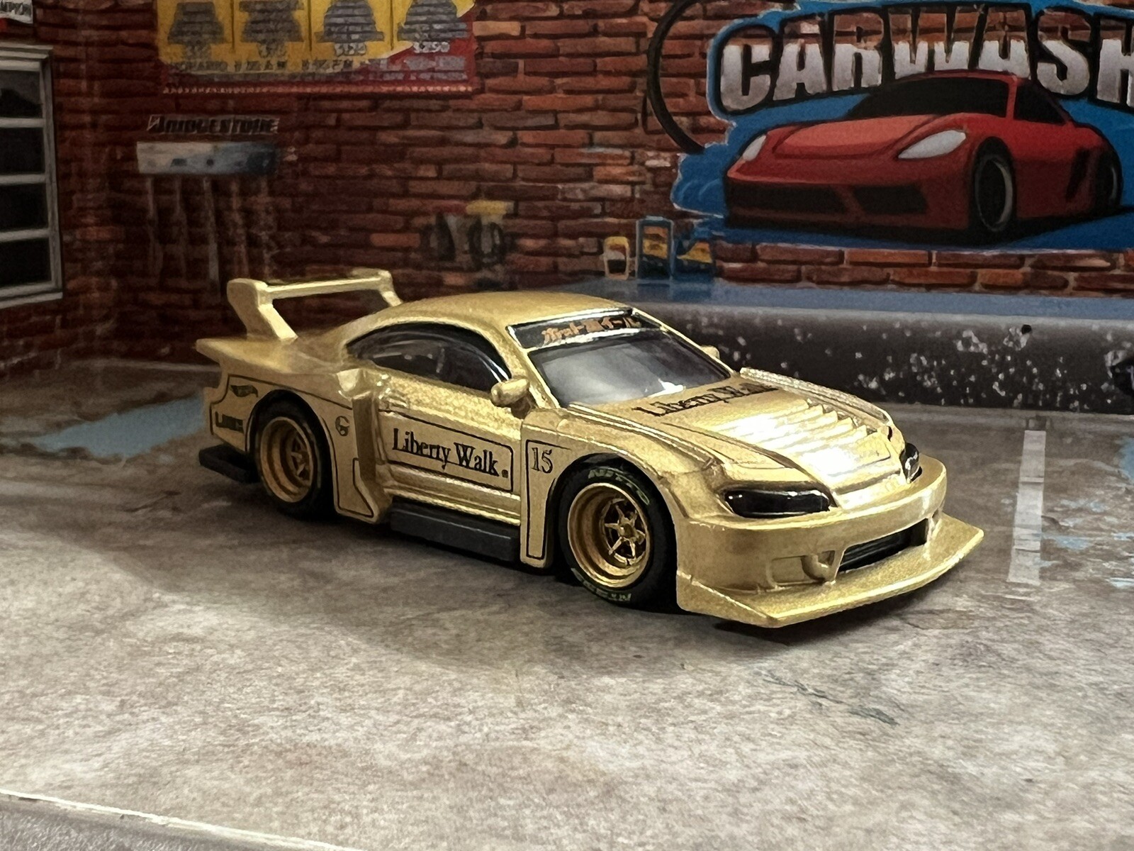 Hot Wheels Custom Liberty Walk Nissan S15 Real Riders Choose Wheels gold