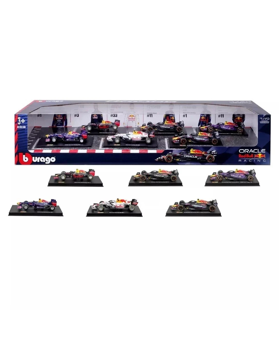 bBurago Red Bull Racing Formula 1 F1 1:43 Scale Die Cast 6 Cars Pack Set New NIB