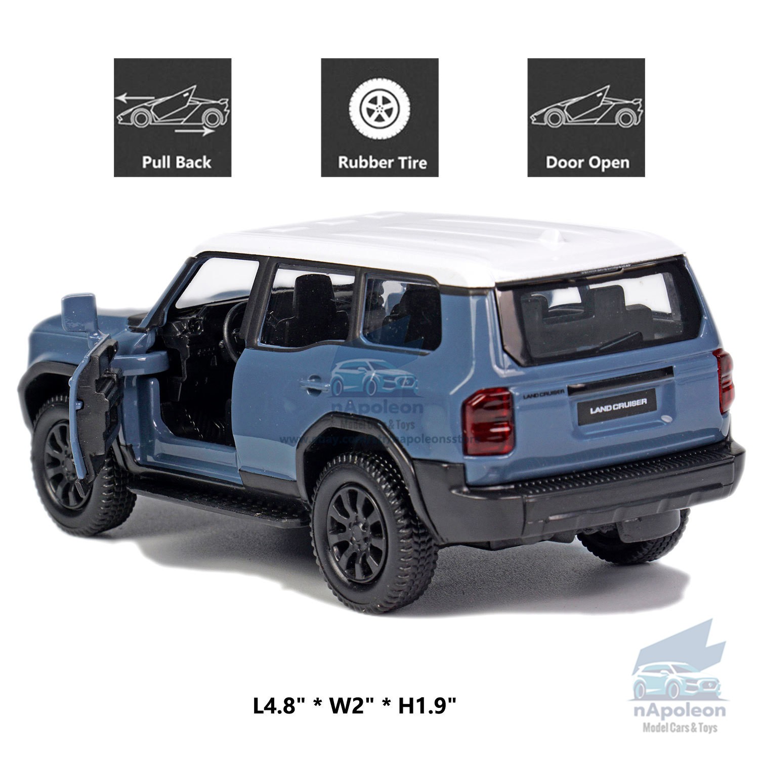 1/36 Toyota Land Cruiser 250 Model Car Diecast Toy Vehicle Gift Collection Blue