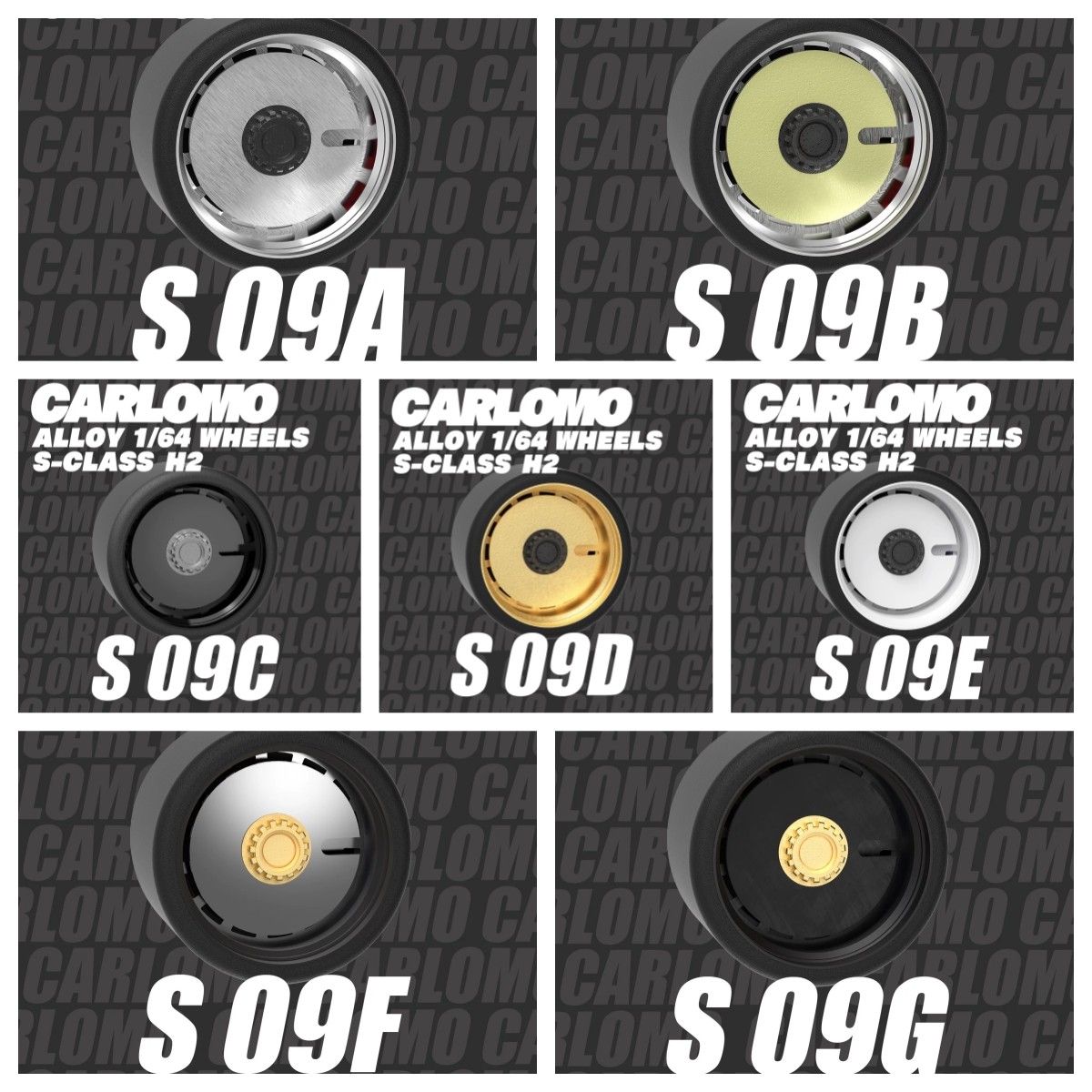 Carlomo 1/64 Diecast Custom Wheels Rubber Tires 9.5mm JDM Tuner Parts MINI GT