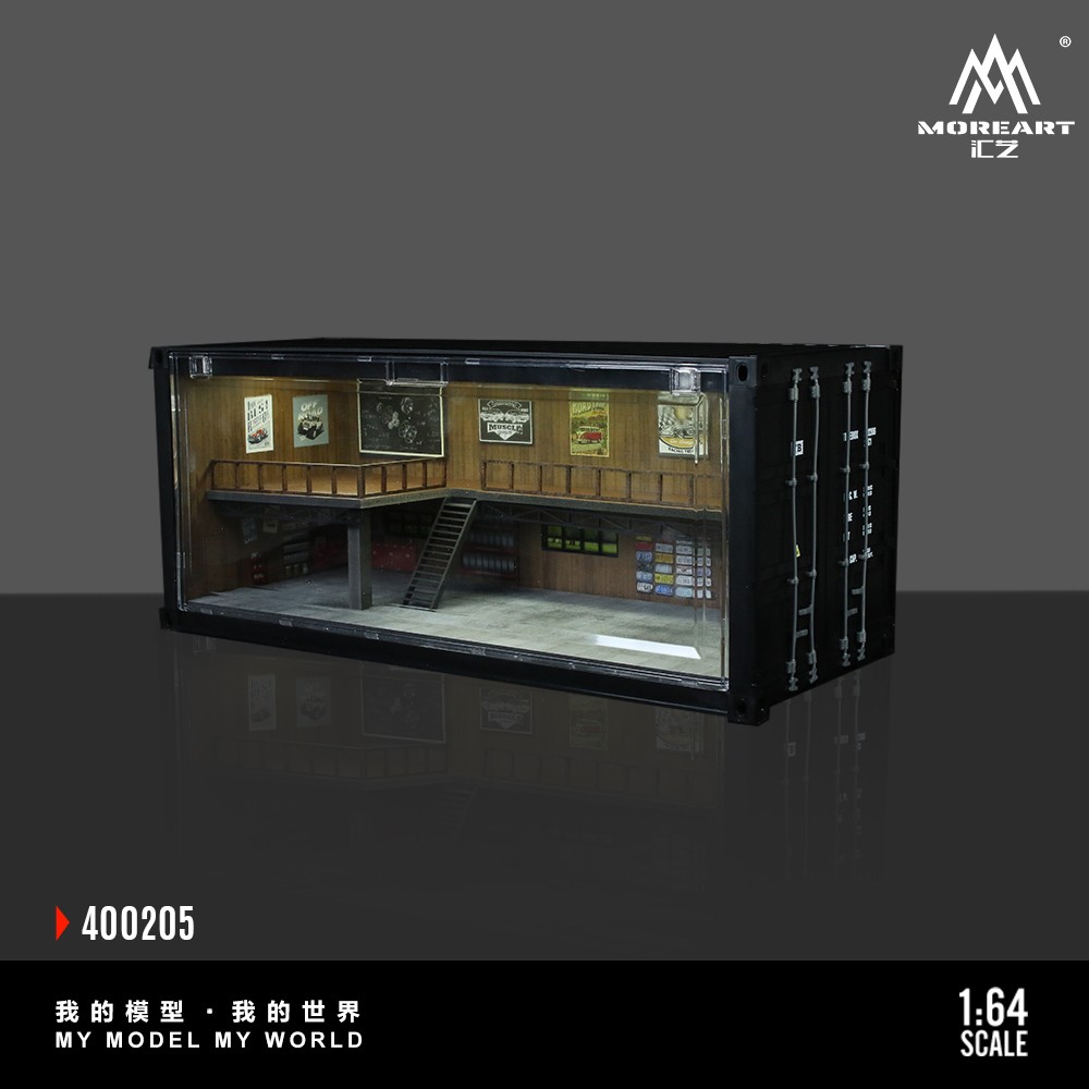 Diorama 1/64 Parking Lot Model LED Lighting Container Garage Building Model US