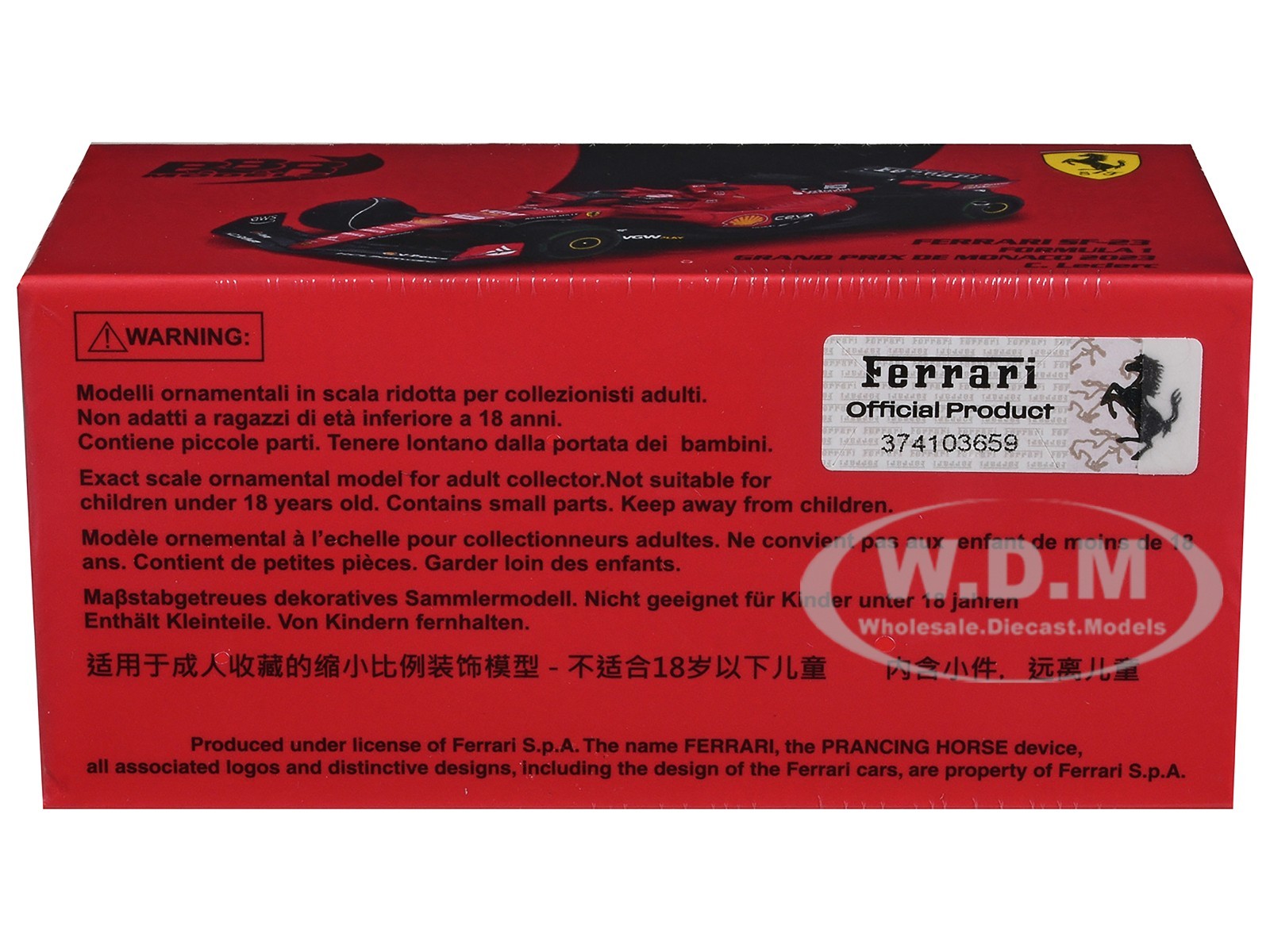 FERRARI SF-23 #16 LECLERC FORMULA ONE F1 MONACO GP 2023 1/64 BY BBR BBRFER64022