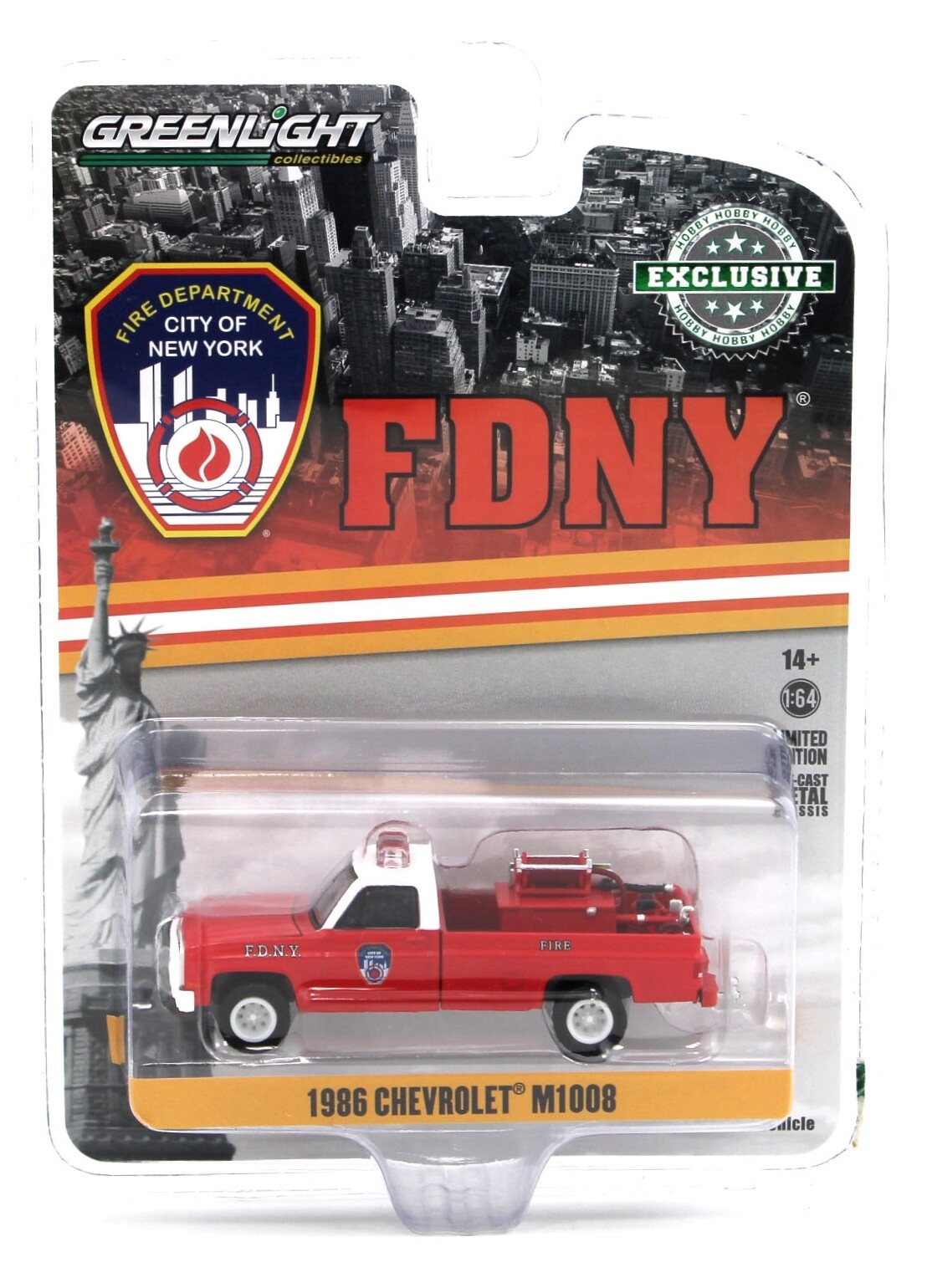 1:64 Greenlight *HOBBY EXCLUSIVE* 1986 Chevrolet M1008 FDNY Fire Dept *NIP*