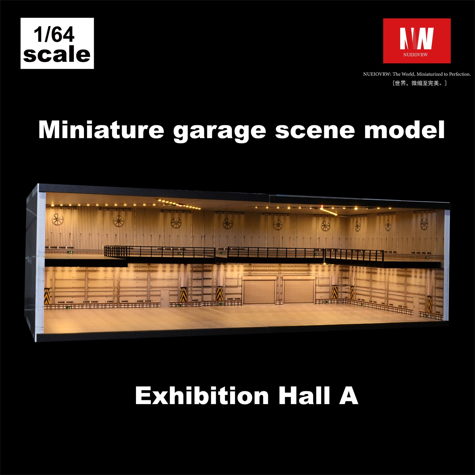 Diorama 1/64 Big Garage Model LED Lighting Parking Lot Scene Display Case Toy US