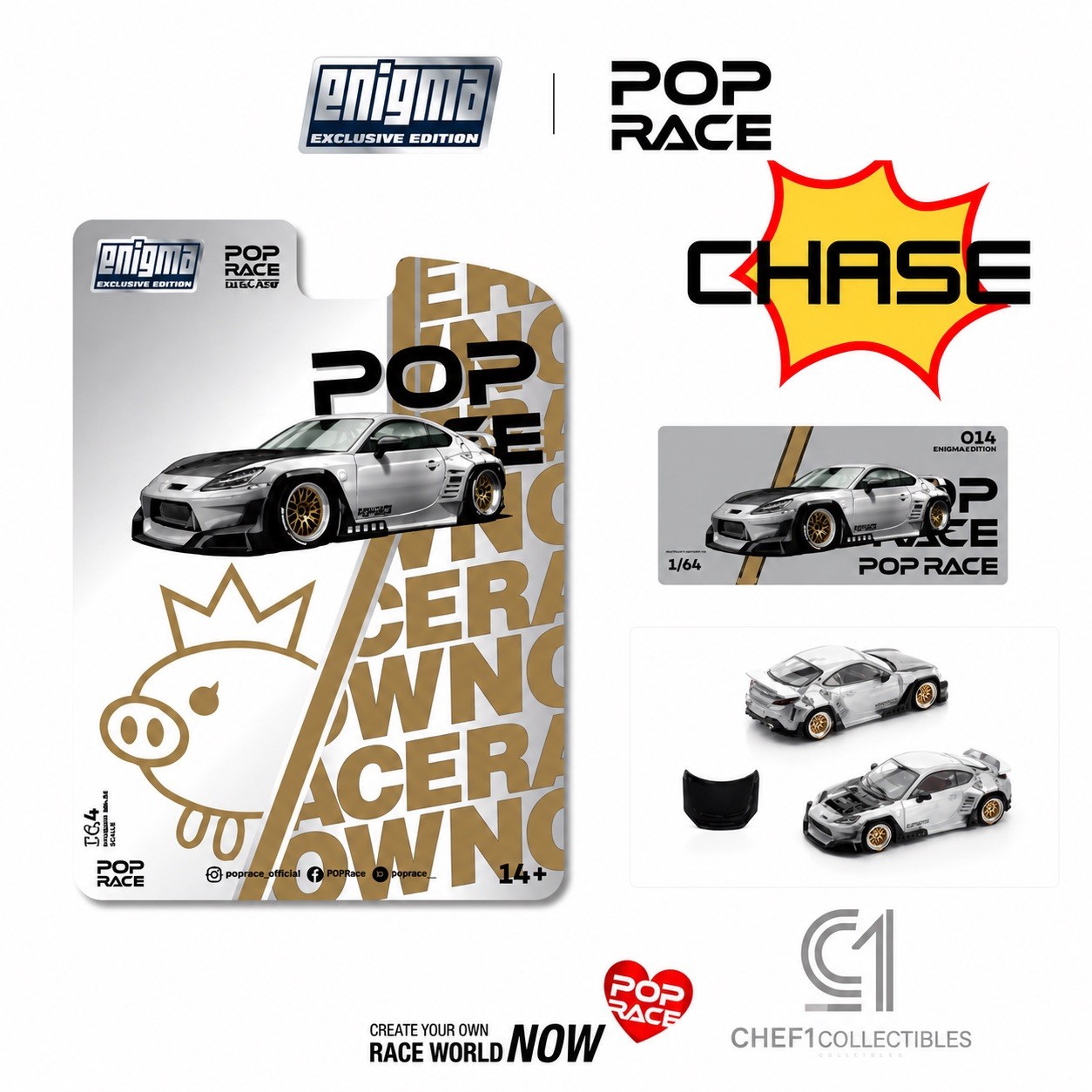 Chase!! TOYOTA PANDEM GR86 1/64 DIECAST MODEL BY POP RACE PR64-PRE014
