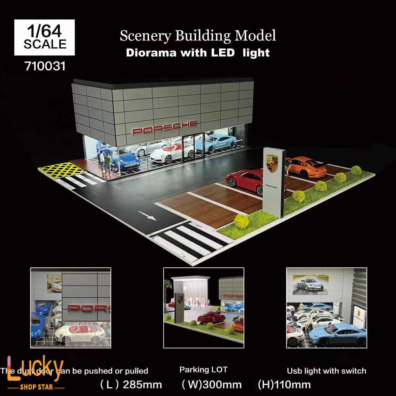 1/64 Diorama Car Garage Model Building Backdrop Parking Lot Display Scene Model