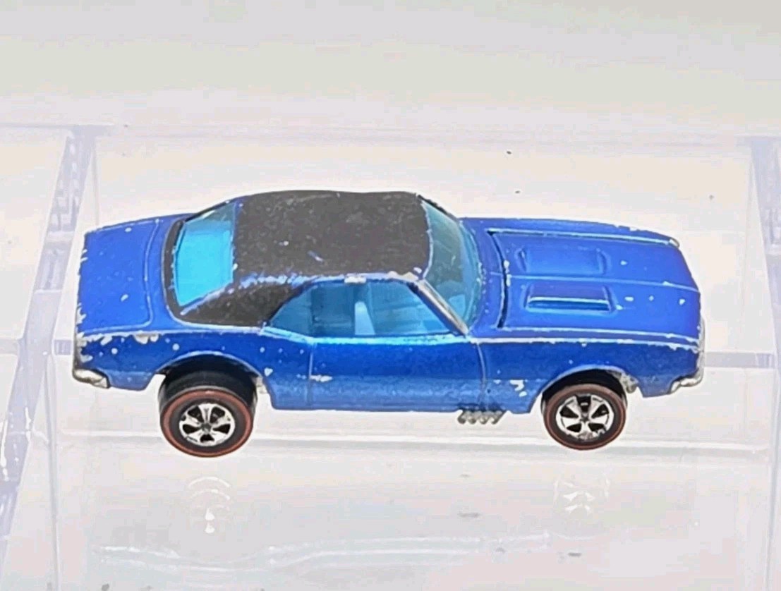 Vintage Hot Wheels Redline 1968 Blue Custom Camaro Blue Interior Hong Kong