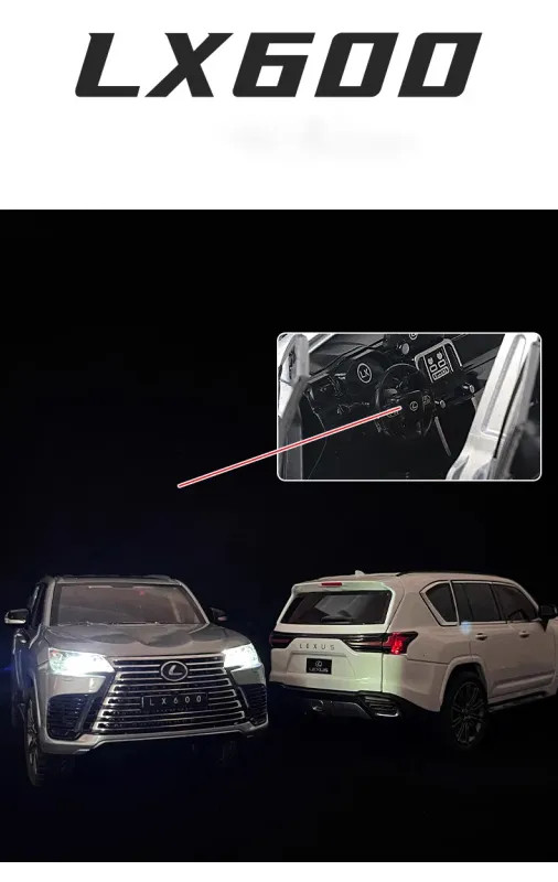1:24 Lexus LX600 SUV Alloy Diecast Car Model Sound Light Kid’s Toy Collectibles