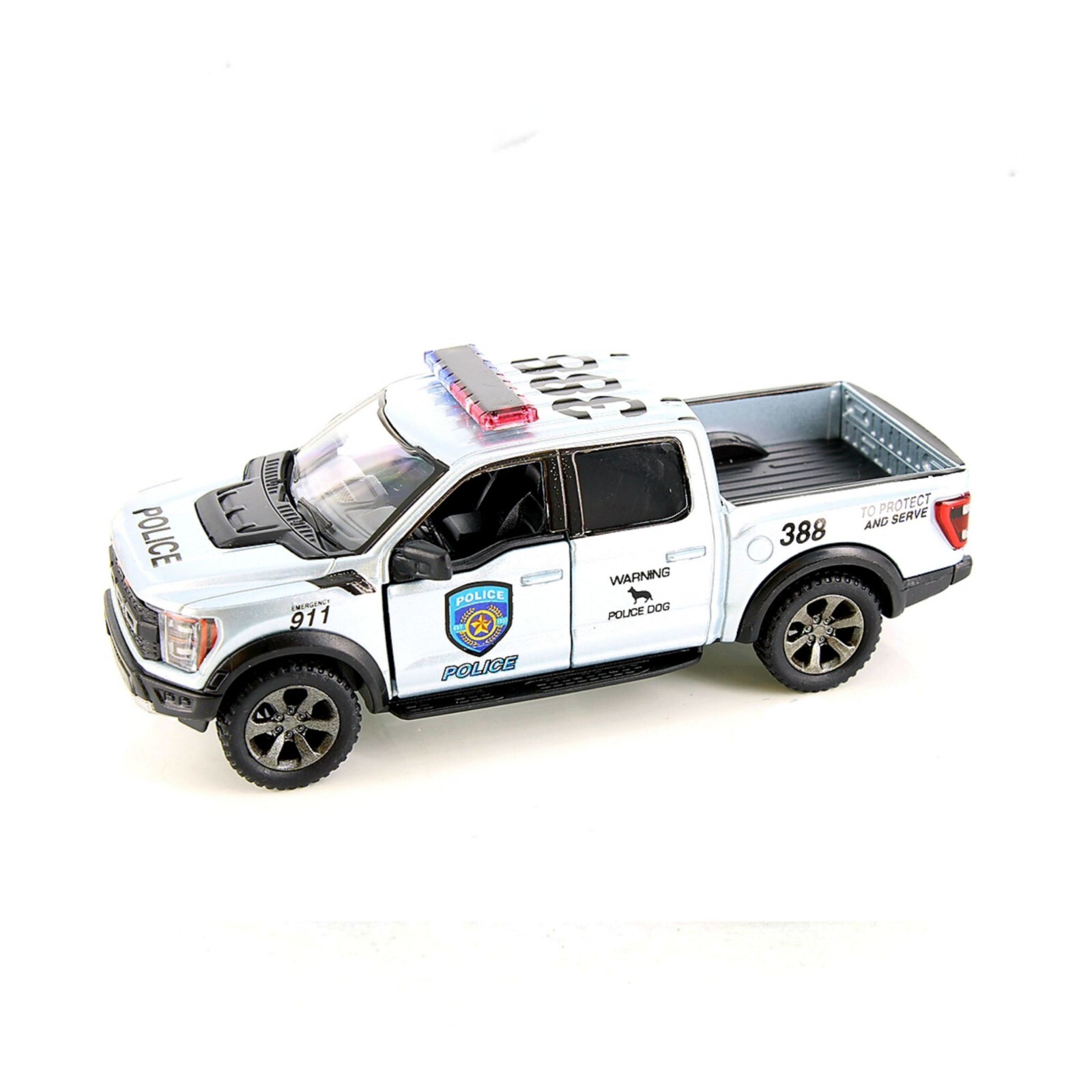 5436P Kinsmart 2022 Ford F-150 Raptor Police1:46 Diecast Truck 5 inch SILVER
