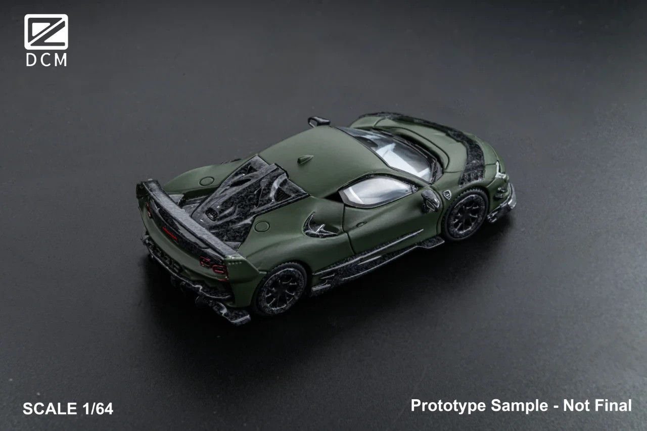 FERRARI MANSORY SF90 F9XX COUPE MILITARY GREEN 1/64 DIECAST CAR BY DCM