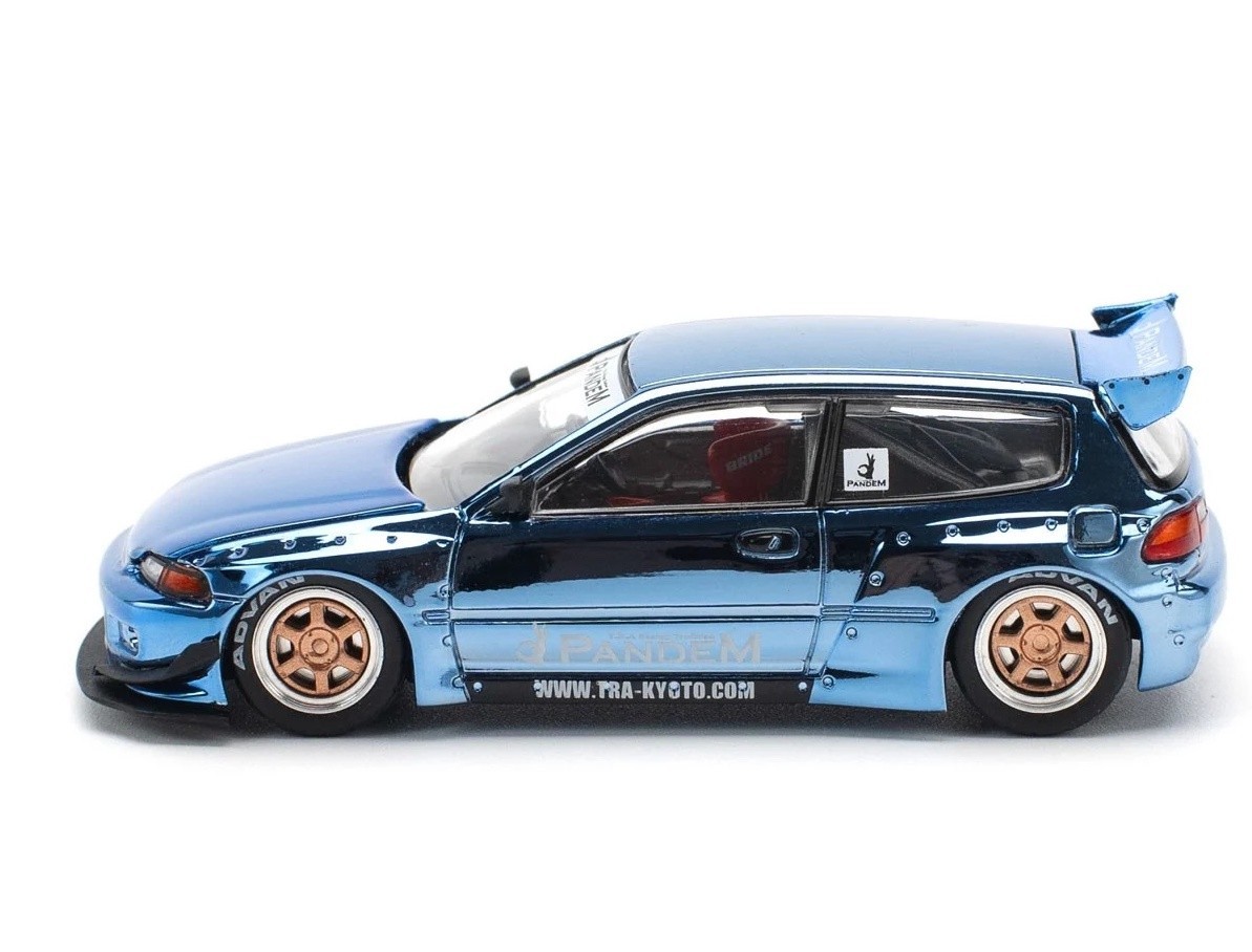 Pop Race Pandem Civic EG6 Blue Chrome 1:64 PR640206