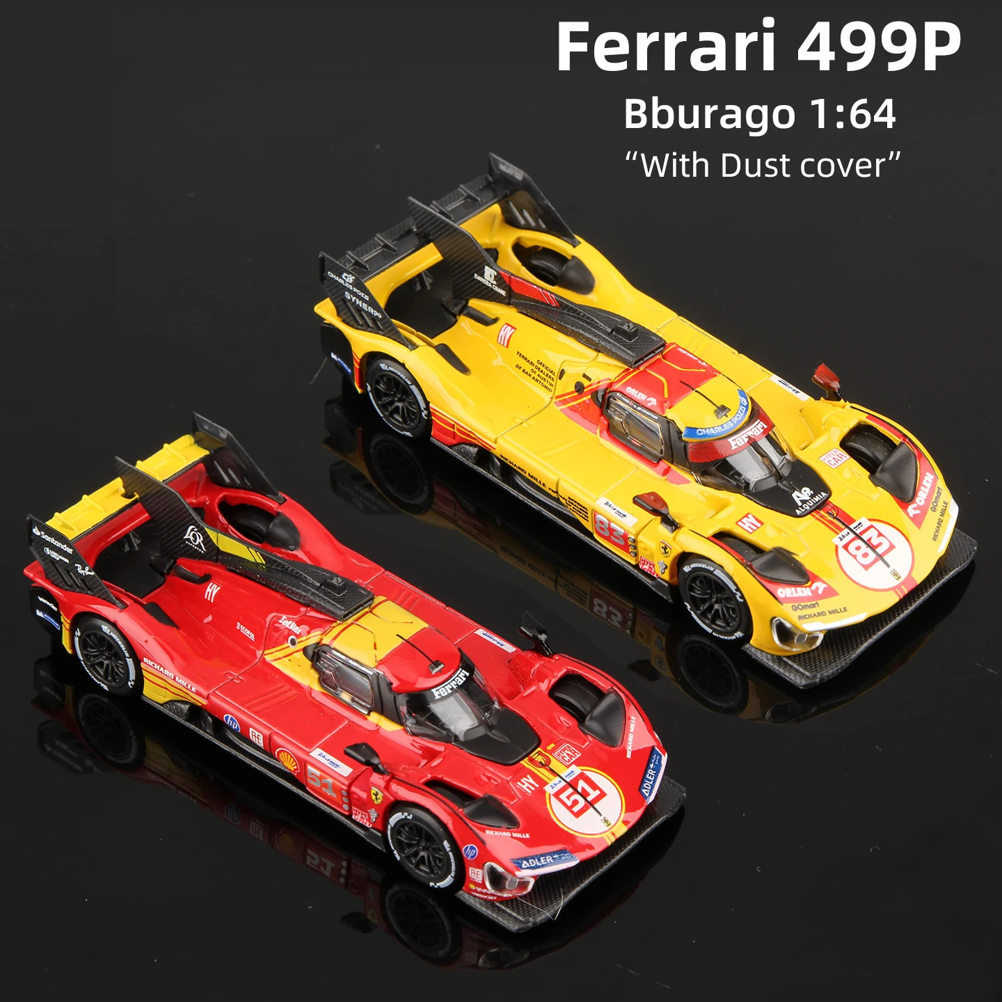 Bburago 1:64 Ferrari 499P 83# 51# Alloy Car Model Racing Diecast Vehicles Toy