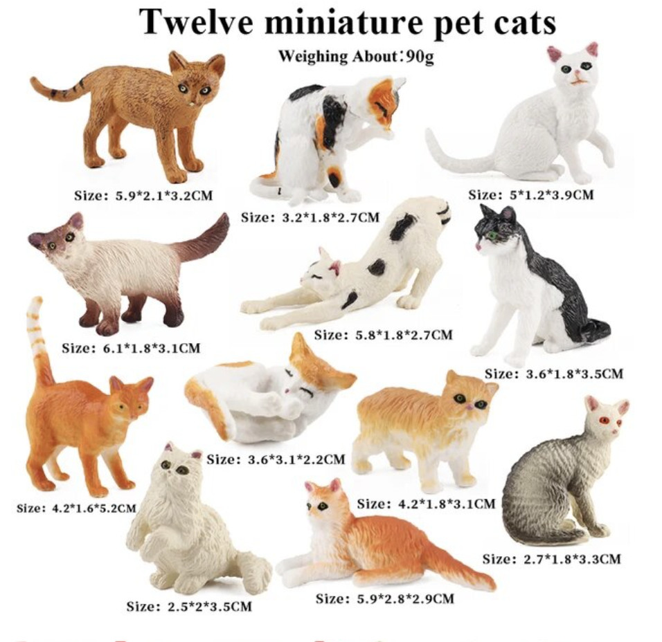 Two (2) Cats 1:18 SCALE Diorama Hard Plastic hand painted NEW !