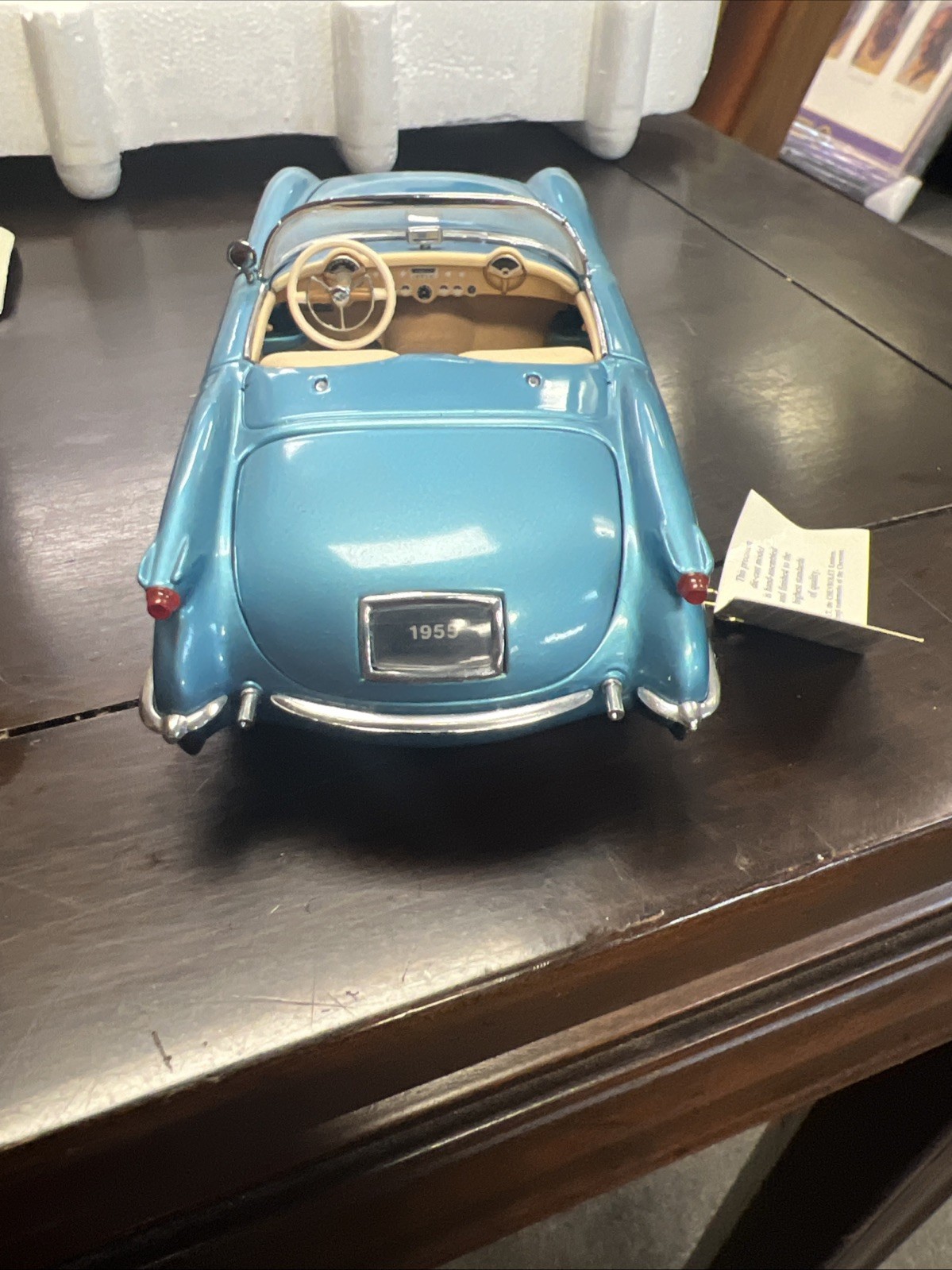 Franklin Mint Blue 1955 Chevrolet Corvette w/ Removable Top 1:24 Scale