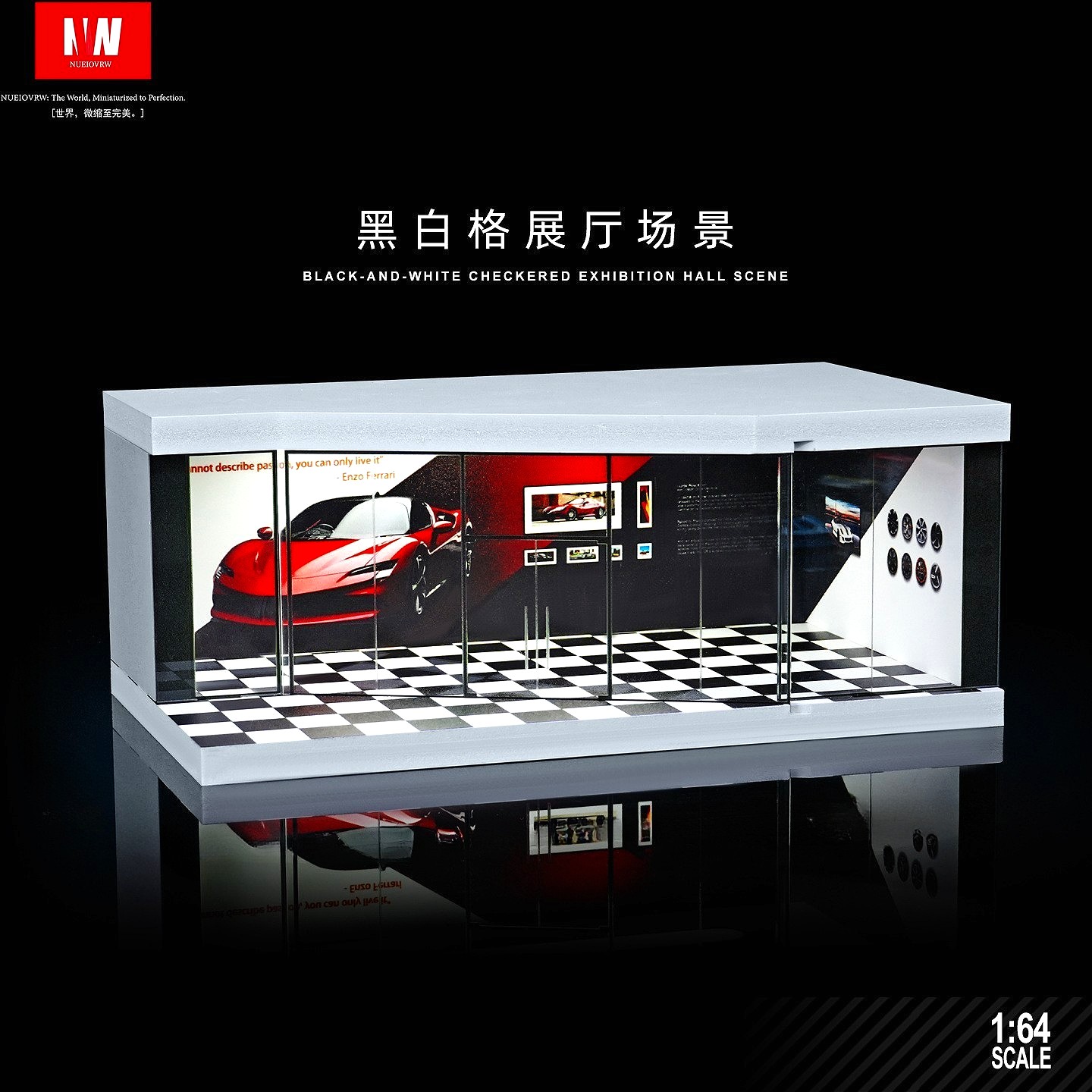 US 1/64 Garage Diorama Model LED Light City Parking Scene Diecast Car Display