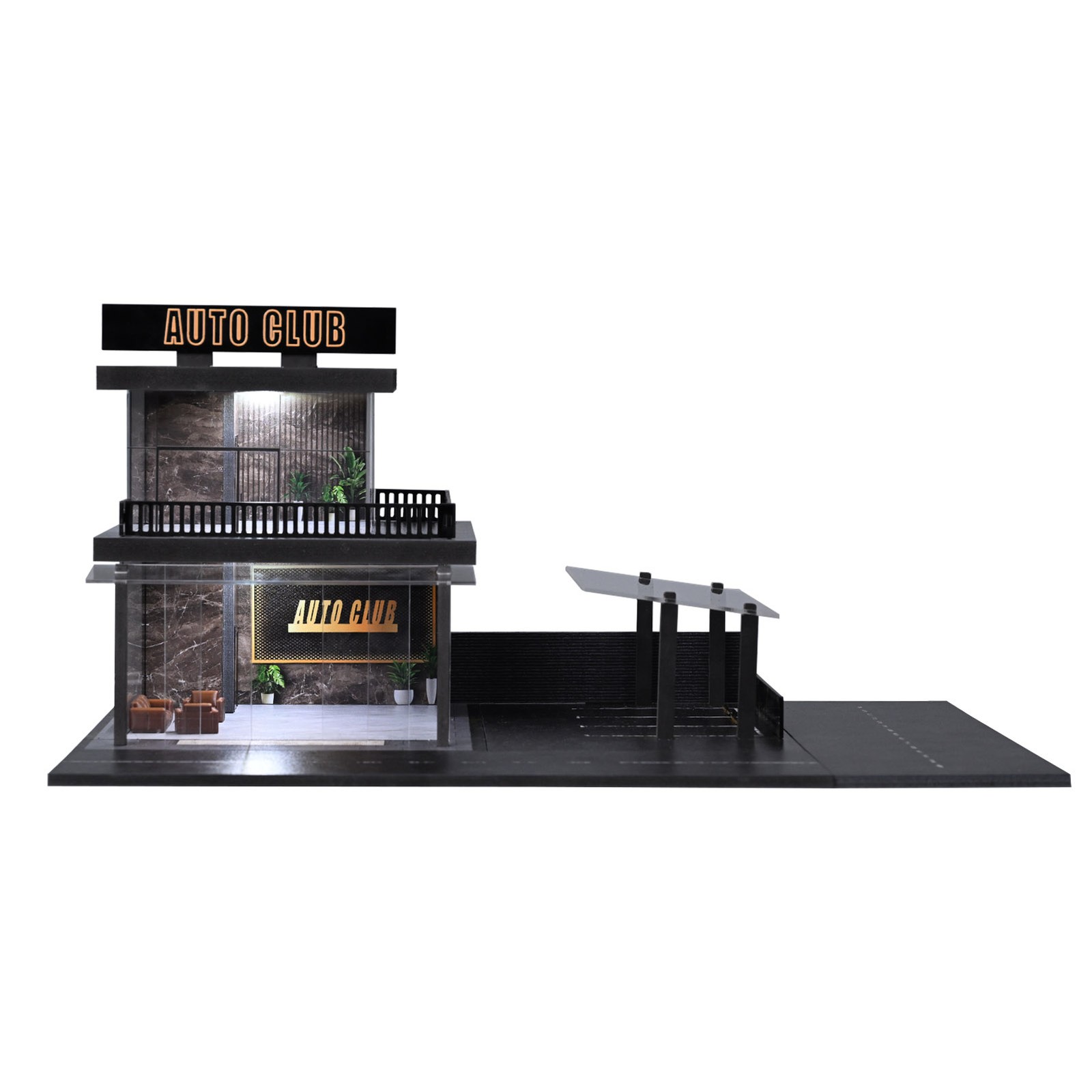 1/64 Diorama 2-Layer Showroom Scene Parking Lot Model LED Light Car Garage Model
