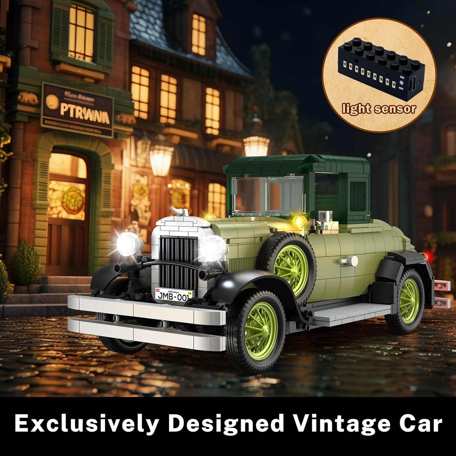 Vintage Cars Building Sets with Light for Adults, 50001 Classic Retro Convertibl