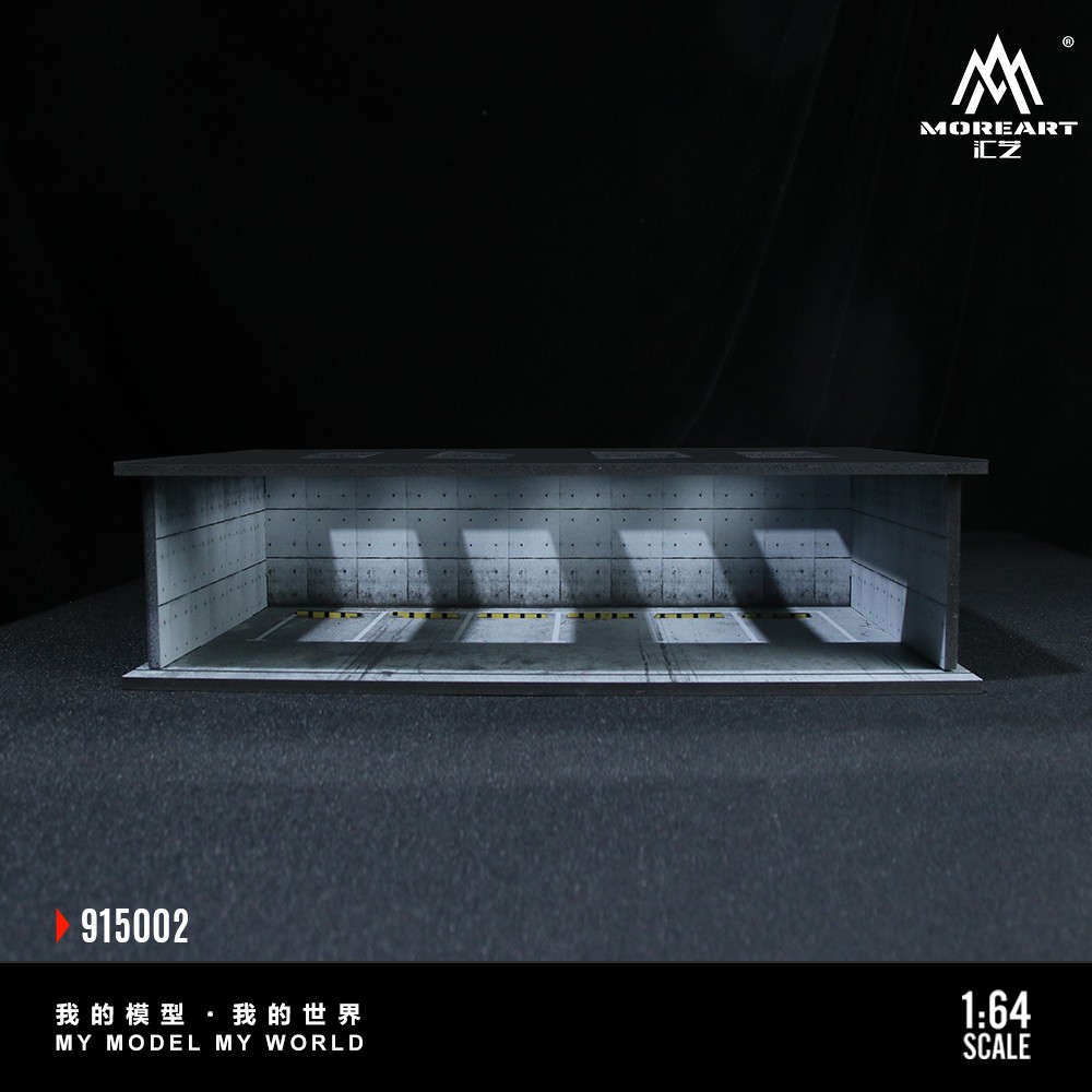 Diorama 1/64 Car Garage Model LED Lighting City Car Parking Lot Scene Model Gift