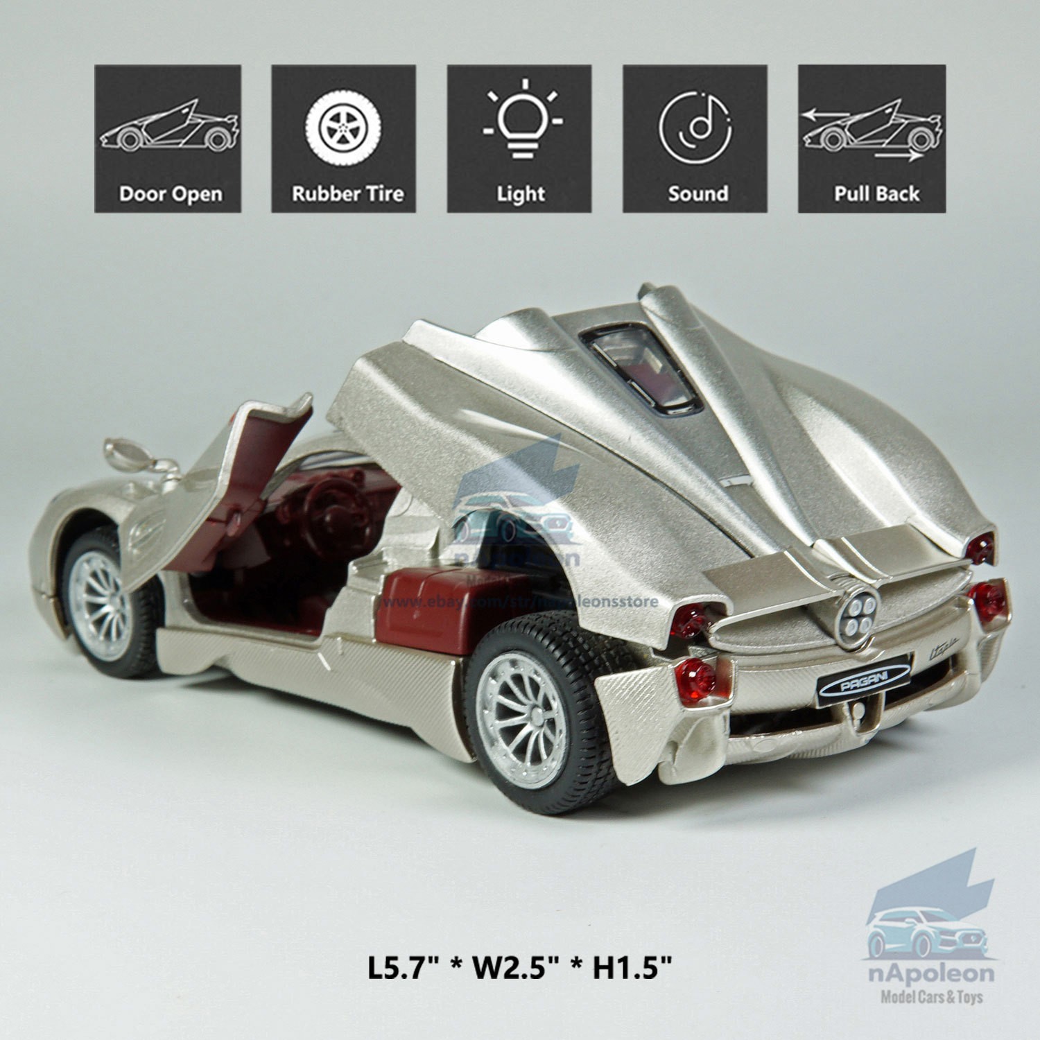 1:32 Pagani Utopia Model Car Diecast Toy Vehicle Collection Kids Gift Champagne
