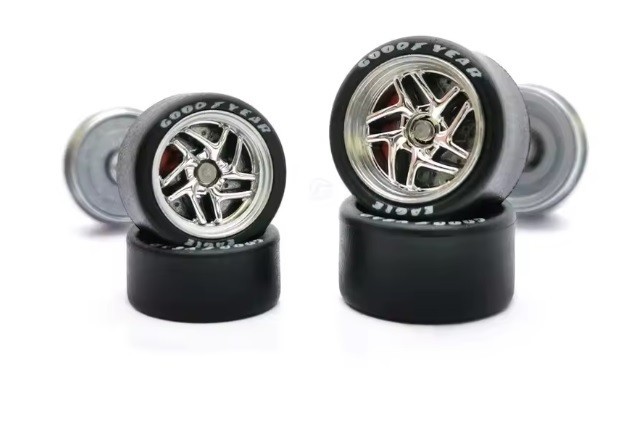 PREMIUM w/ DISK BRAKES (P) 1:64 Custom Wheels Rubber Tires Diecast wheel swaps