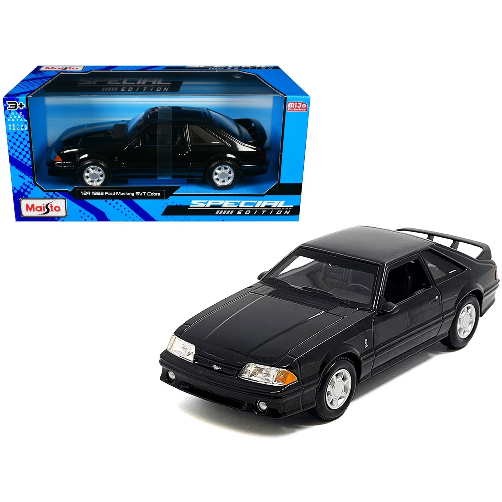 1993 FORD MUSTANG SVT COBRA BLACK 1/24 DIECAST MODEL CAR BY MAISTO 32906