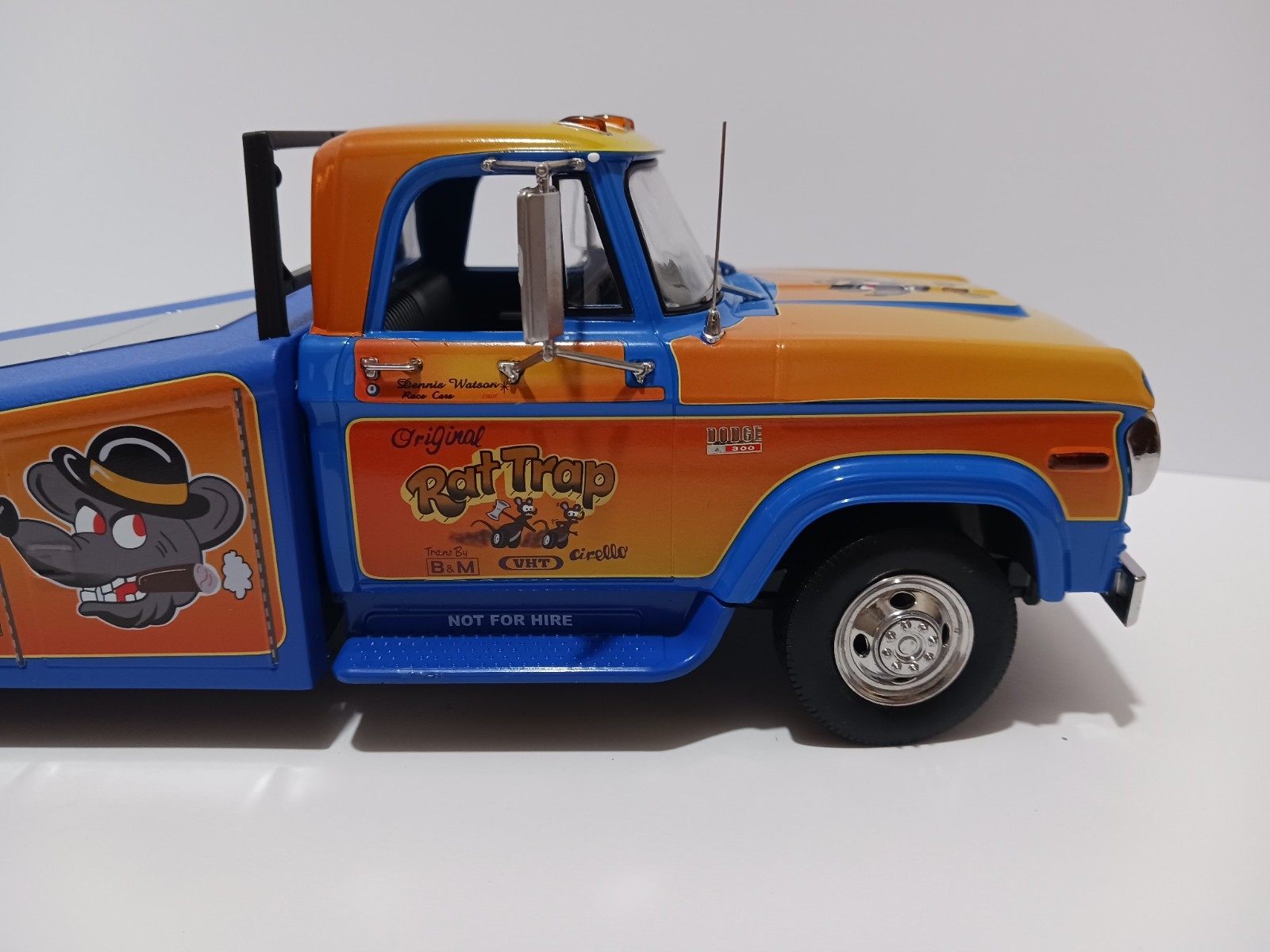 1:18 “RAT TRAP” 1970 DODGE D-300, VINTAGE RAMP, TRUCK DRAG RACE HAULER by ACME