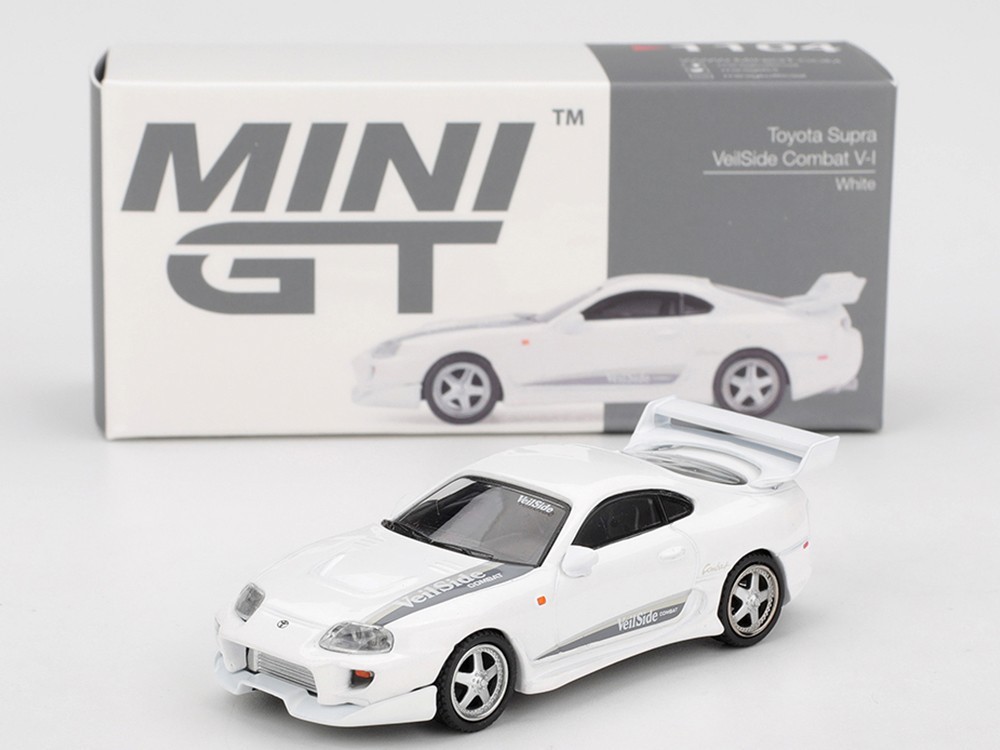 TOYOTA SUPRA “VEILSIDE COMBAT V-I” WHITE 1/64 DIECAST MODEL BY MINI GT MGT01104