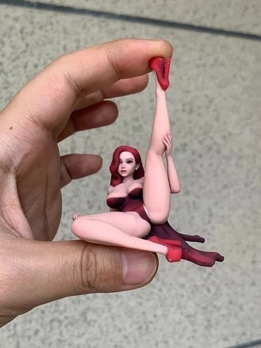 USA Miniature Figure Scene Props 1/18 Red Dress Beauty Girl Diorama Resin Sculpt