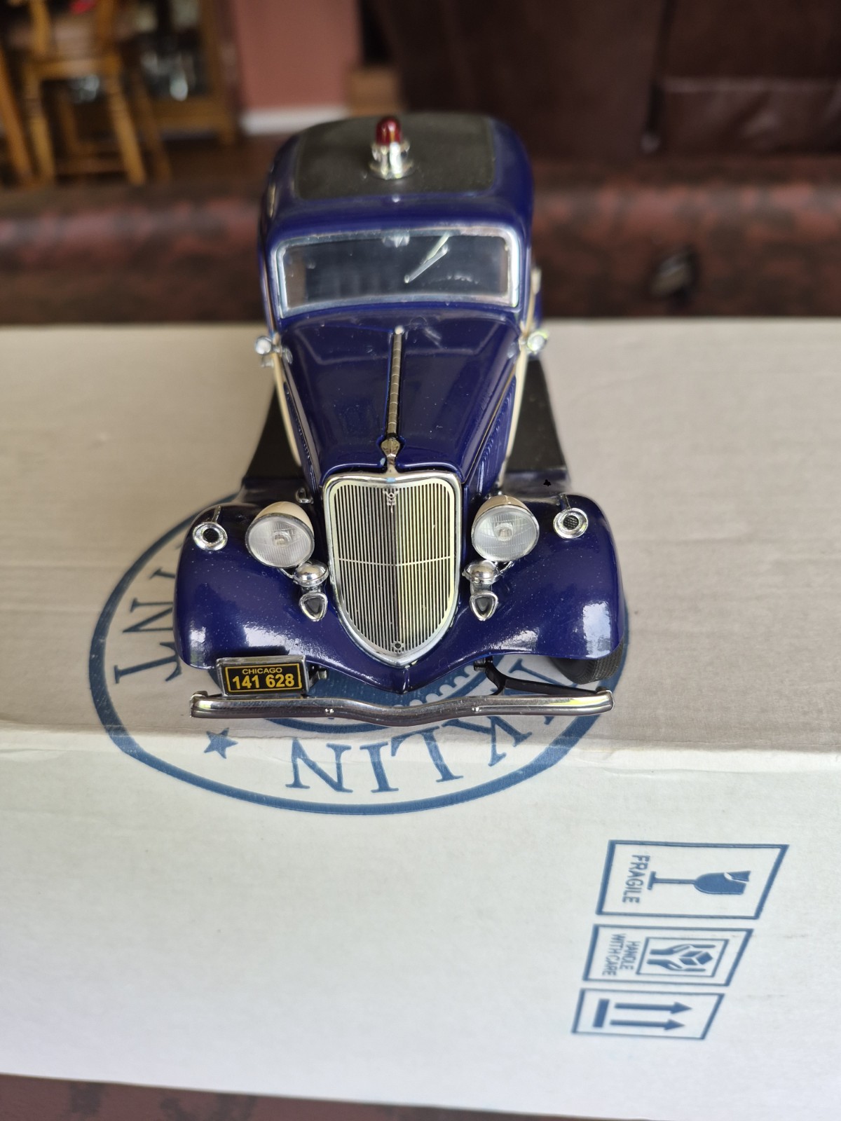 Franklin Mint 1933 Ford Tudor Police Car with Trailer & Paperwork Read Descrip.