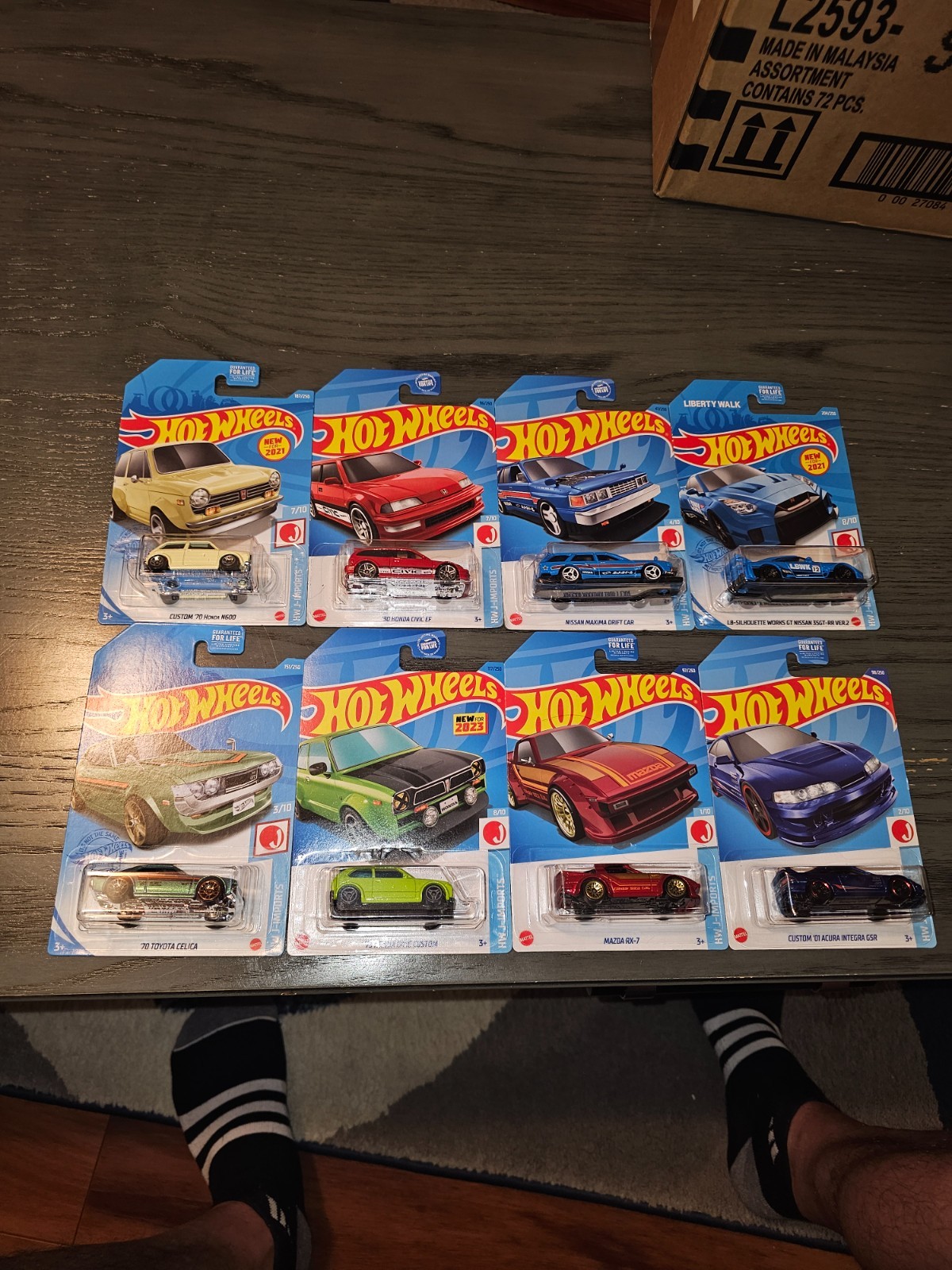 HOT WHEELS HW J-IMPORTS LOT OF 8 TOYOTA, HONDA, ACURA, MAZDA, NISSAN SEALED MOC