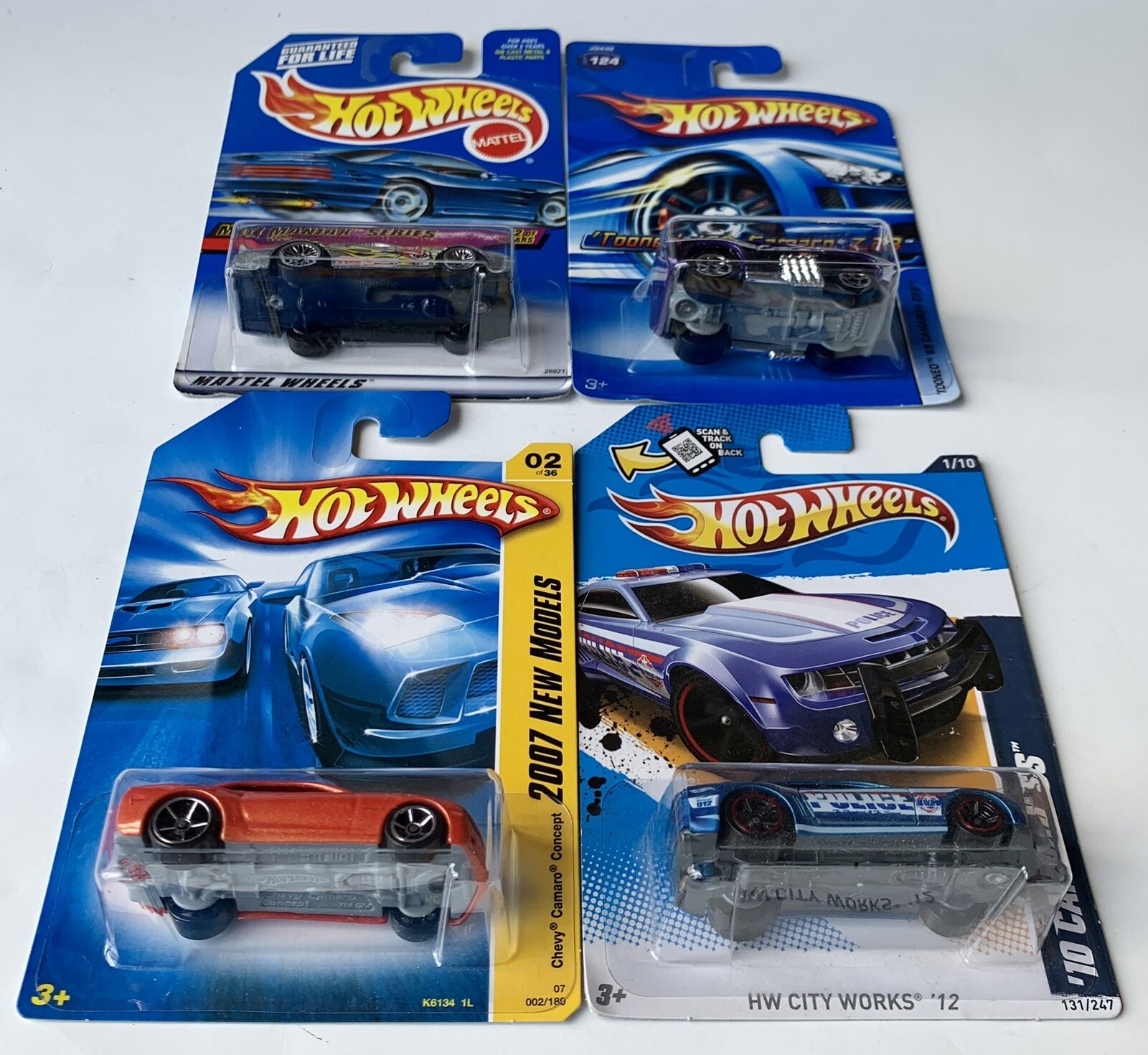 Hot Wheels Lot of 4 Chevy Camaros: 3 Exclusive KMART COLOR VARIATIONS and Z28