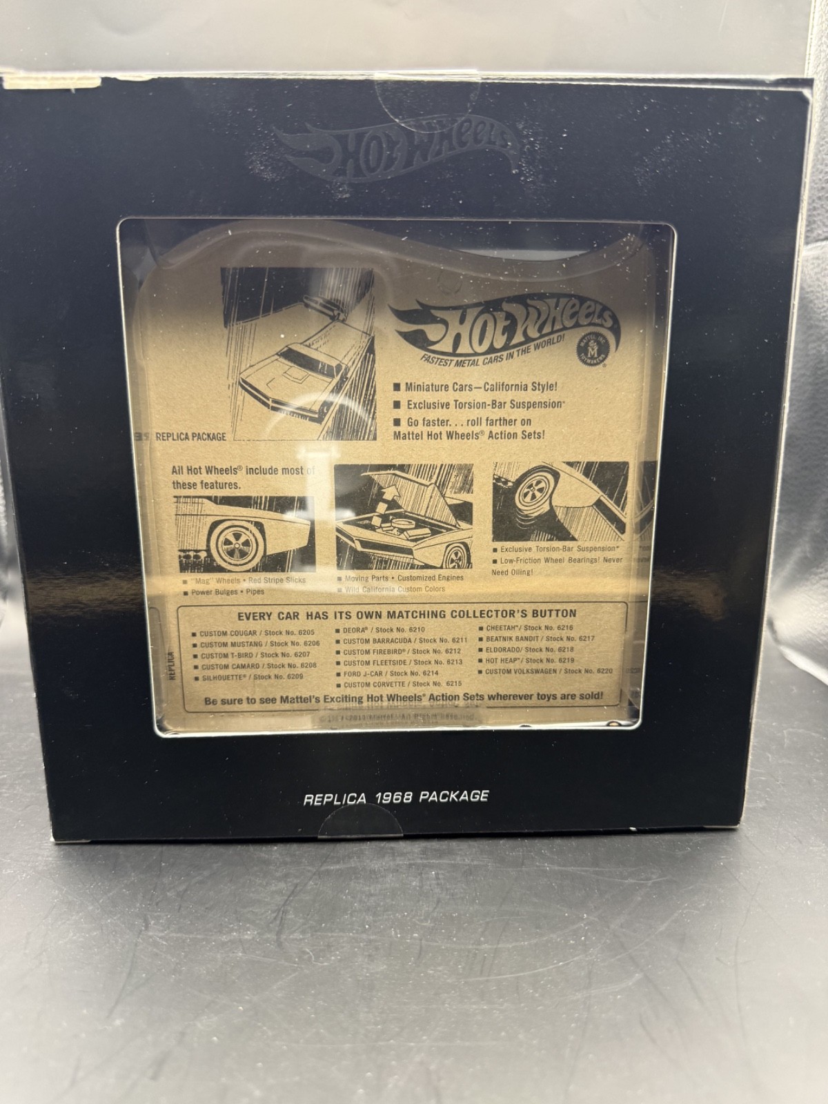 Hot Wheels Replica 1968 Package Original 16 Custom Cougar #85/6000