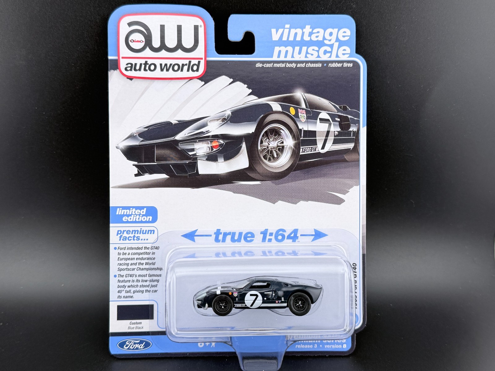 Auto World 1965 Ford GT40 #7 Blue 64522 B 1/64