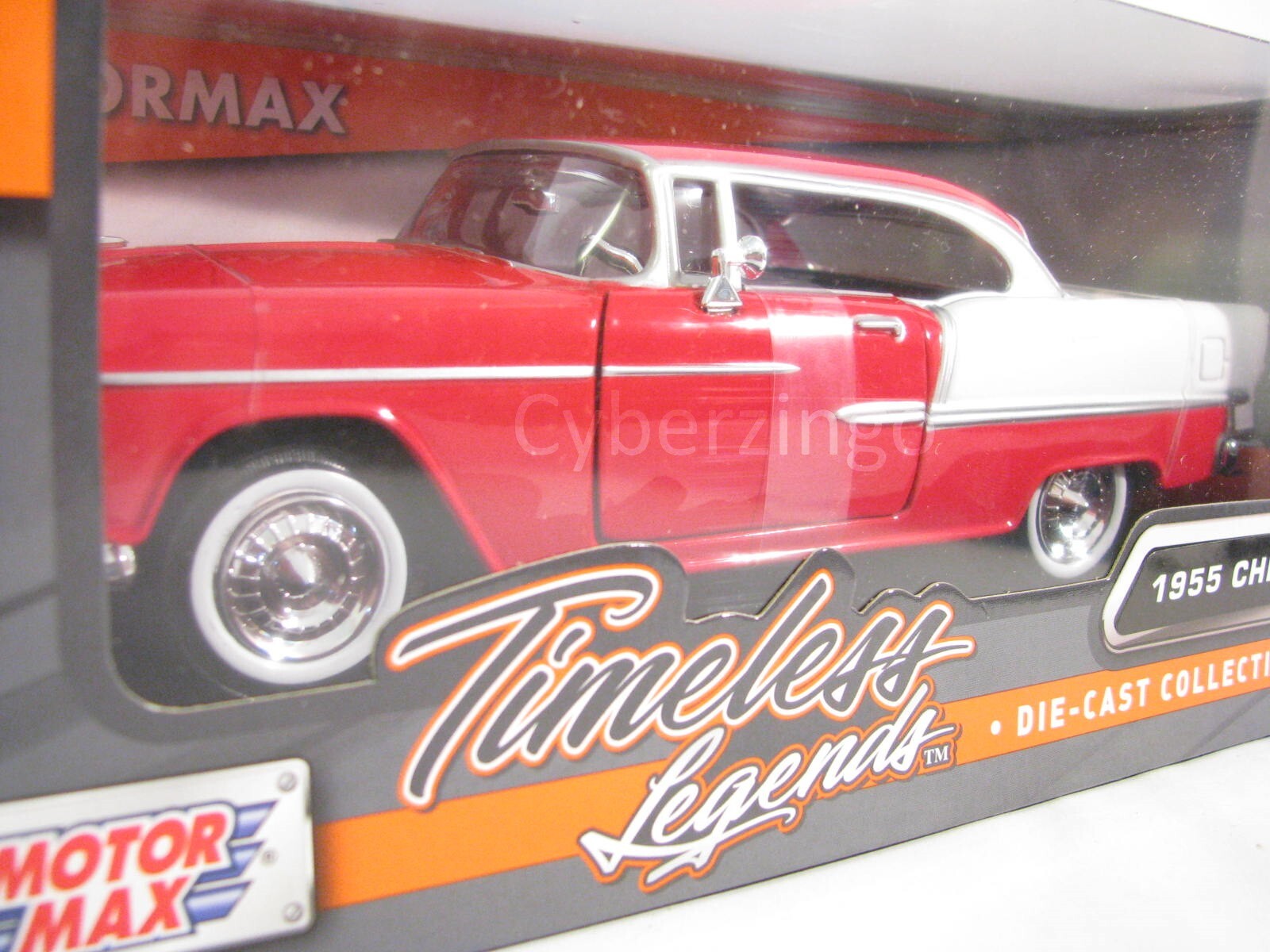 MotorMax 1955 Chevy Bel Air Red And White 1:24 Diecast Model PREOWNED